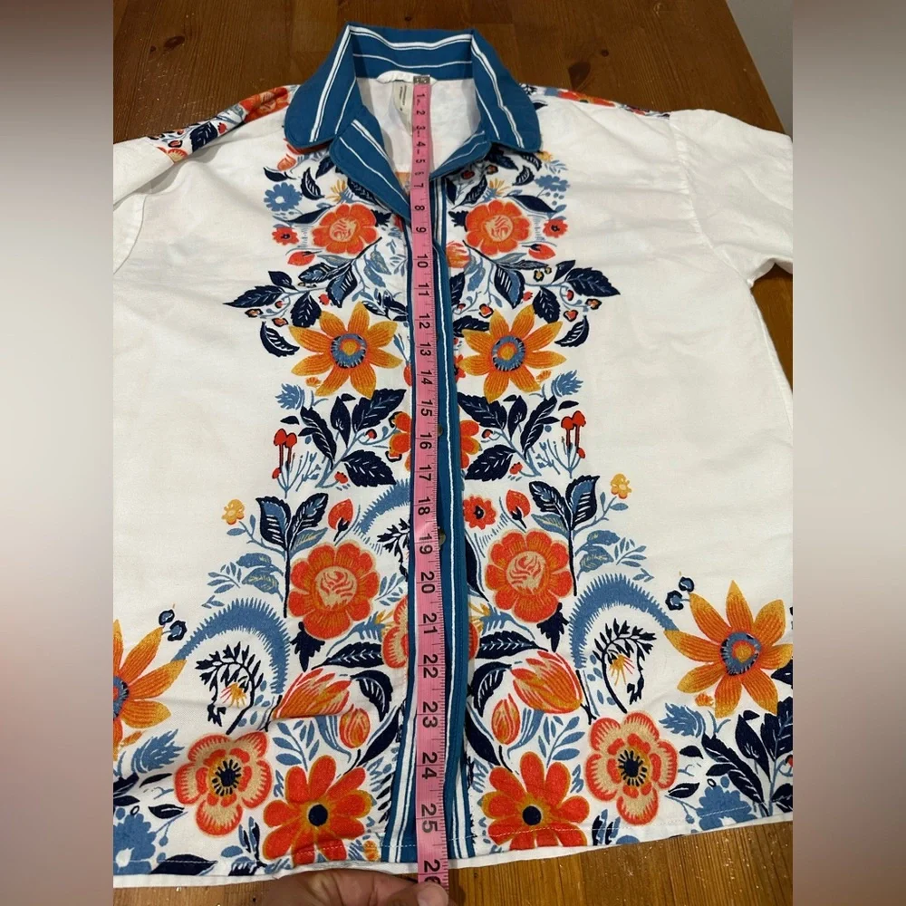 Anthropologie Floral White and Blue Pajama Set - Picture 10 of 12